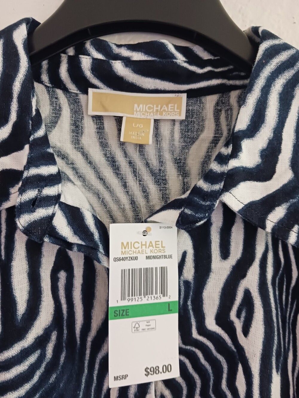 MICHAEL Michael Kors Zebra STRIPE Button-Down Shirt - Picture 3 of 5